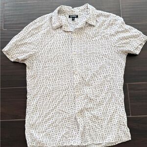 Express White and Black Patterned Casual Shirt